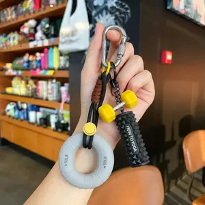 Detachable Dumbbell & Barbell Keychain Set with Wristlet Strap, 5 Styles Available, DIY Bag Accessory, Whimsical Hanging Home Decor Gift for Fitness Enthusiasts, Graduation Present Vintage Dice Pendant
