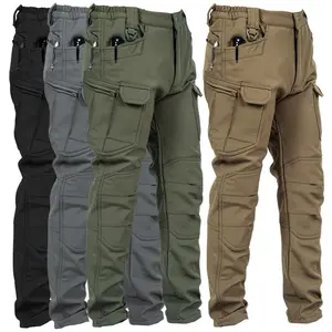 OutdoorTechnicalTrousersMen'sSoftShellTacticalPantsFleeceWarmCasualWorkingPantsFleece-linedThickenedClimbingPantsLGHT