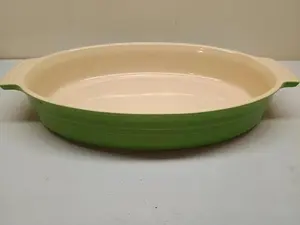 Le Creuset Green Oval Stoneware Casserole Baking Dish 14"x10"x2.5"