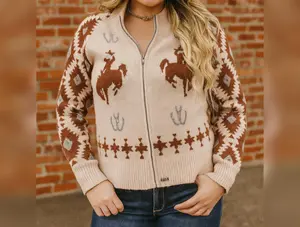 Kickin Broncho Curvy Zip Sweater