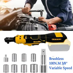 3/8" Brushless Electric Ratchet Wrench for Dewalt 20V Battery, Cordless Power Tool with Overload Protection & LED Light