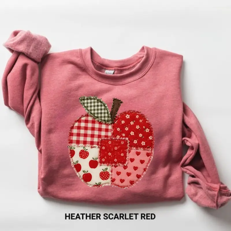 [PRINT NOT EMBROIDERED] SweatshirtPatchwork  Teacher Shirt, Spring Teacher Teams Tee, Back to School Apple , Teacher Appreciation Gift for New Teacher