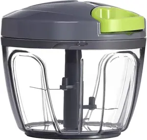 Manual Food Processor Vegetable Chopper, Portable Hand Pull String Garlic Mincer Onion Cutter for Veggies, Ginger, Fruits, Nuts, Herbs, etc., 650ml, Grey