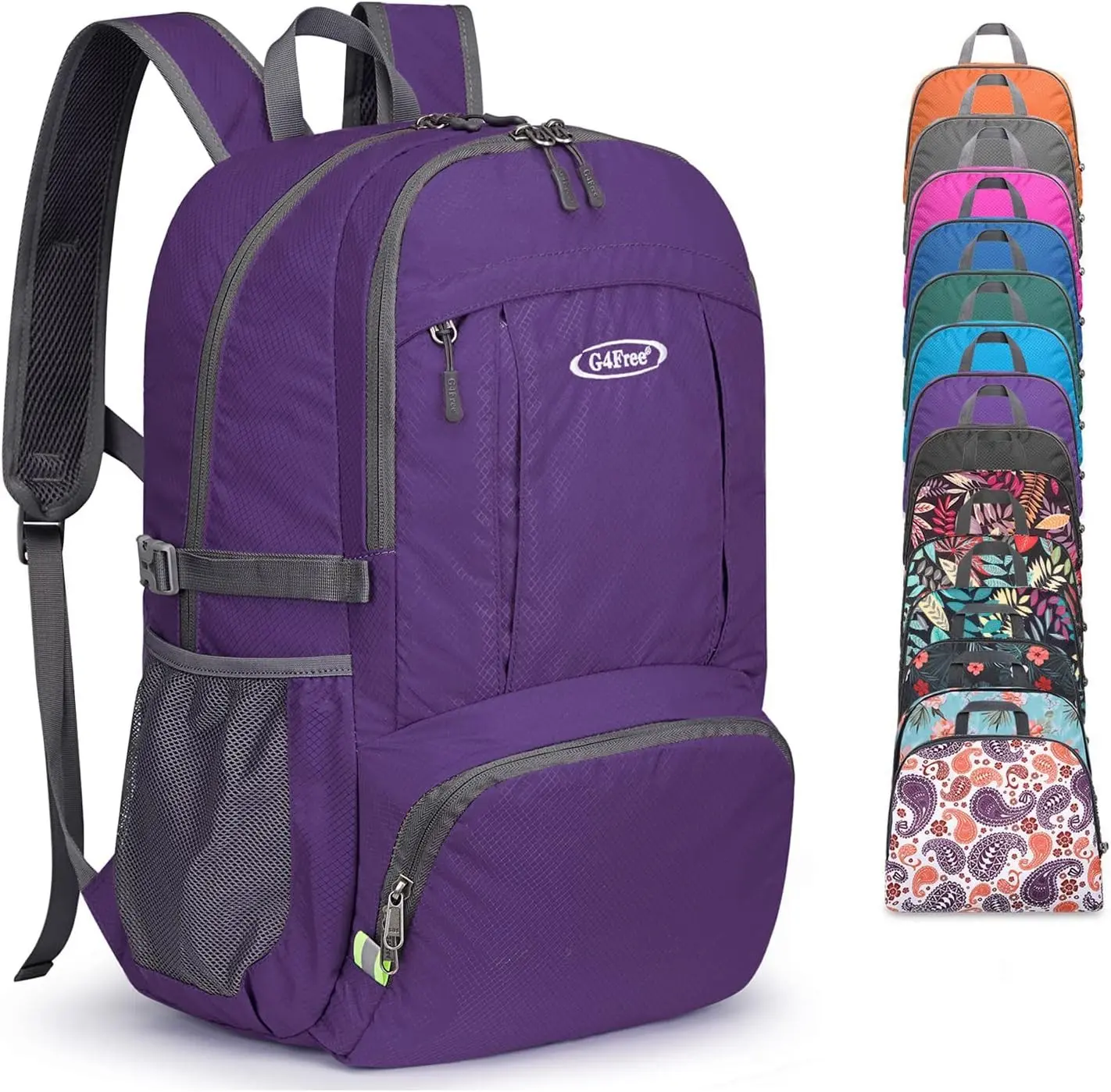 G4Free 40L Lightweight Packable Hiking Backpack, Waterproof Travel Daypack | Water-Resistant Polyamide, Size: 18.9*12.9*9.4inch(L*W*H), 100% Waterproof Wet Pocket, Travel, Climbing, swimming (Purple) Gift