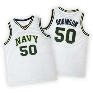 Male Navy Midshipmen White David Robinson Basketball Jersey all over print