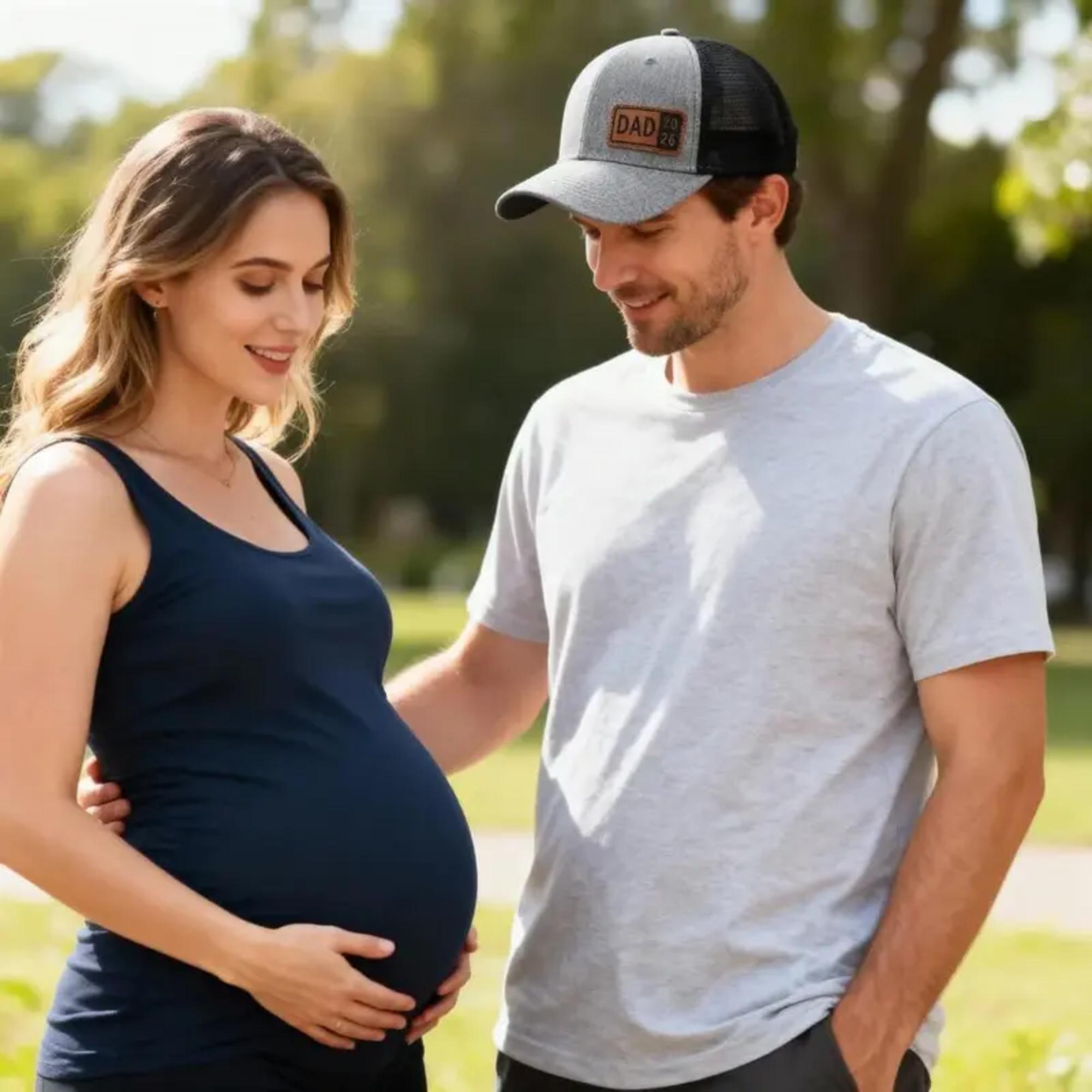 Dad Est 2026 Hat First Fathers Day Gift for New Dad Adjustable Papa Trucker Baseball Cap with DAD 2026 Patch Comfortable Fit and Stylish Design Personalized Dad Hat