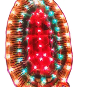 Virgen de Guadalupe LED Light 80LED Christmas Decorative Holiday Lighting 22"x13" Solid or Flashing Modes Religious Art Gift