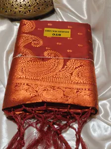 Brown Party Wear Banarasi Silk Saree