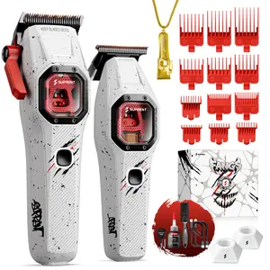 SUPRENT FANGS Assassin Edition Professional Hair Clipper & Trimmer Set, V10 Vector Motor with DLC Blades, Precision Fade Grooming Kit for Men