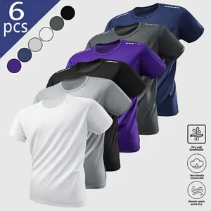 Clean Gent 6 Pack Ultra Lightweight Men's Crew Neck T-Shirt, Quick Dry Breathable Sweatshirt, Suitable for Gym and Running Activities, Comfortable Athletic Fit for All Seasons, Activewear Collection, Training Gear