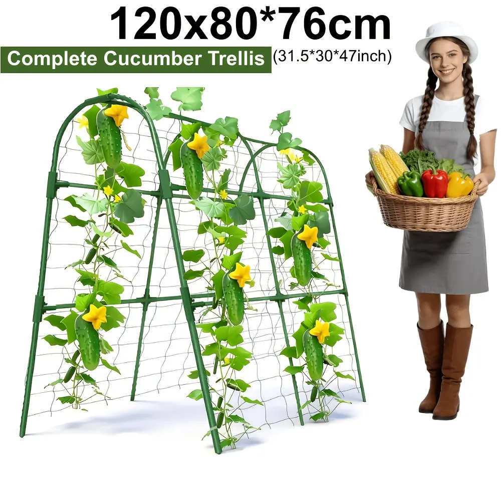 Cucumber Trellis for Raised Bed, Raised Garden Beds, U-Shape Garden Arch Metal Support, Climbing Plants, Vegetable Trellis, Garden Supplies, 31.5 X 30 X 47 Inch
