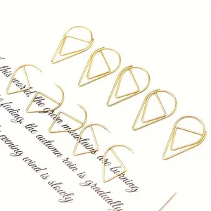 50pcs Aesthetic Gold Water Drop Paper Clips | Minimalist Metal Bookmarks | Cute Teardrop Planner Accessories For Journaling & Office
