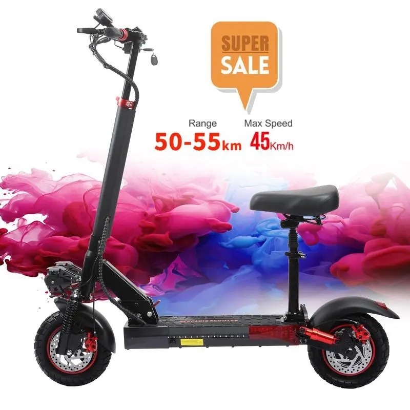 JO1 Electric Scooter for Adults, Latest Model with 800W Motor, 45km/h Max Speed, 50-55km Range, 10in Off-road Tires, LED Screen, Dual Disc Brakes, 330lbs Load Capacity, Adjustable Seat