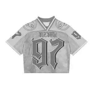 Y2K T Shirt American Fashionable breathable splicing loose football jersey Streetwear casual Breathable Unisex Short Sleeve top