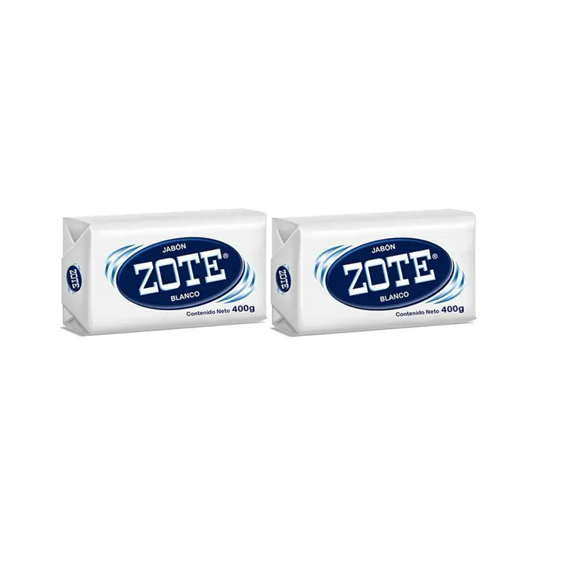 Zote White Laundry Bar Soap, 14.1 oz (400g) Net Weight pack of 2