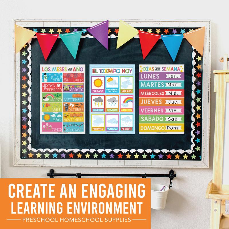 Colorful Spanish Posters | Set of 12 | Spanish Educational Supplies - TikTok Shop Duplicate Learning Materials Learning Tool