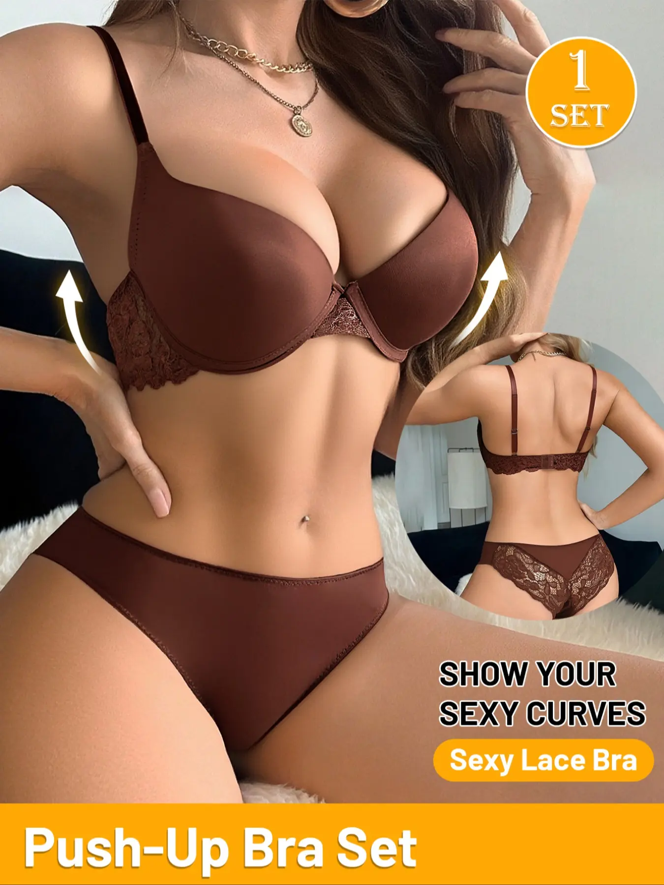 Lace Push-Up Bra Set: Multiple Color Sets, Full Coverage, Comfortable Curvy Fit, Showing Off Sexy Curves Effortlessly, Boosts Confidence, A Must-Have Lingerie Item for Every Woman, Underwear Women