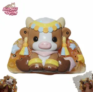 Starry Cow Squishy, Handmade taba squishy, Food-Grade Silicone Slow-Rising Rebound Squishy, Sticky Squeeze Toys Gift, Fidget Toys for Stress Relief, Non-Toxic Sensory Toys (4.59oz/130g)