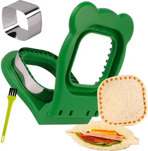 Uncrustables Sandwich Maker Sealer Cutter, Crustless Sandwich Cutter, PB&J Uncrustable Maker - Color Green, Square Shape
