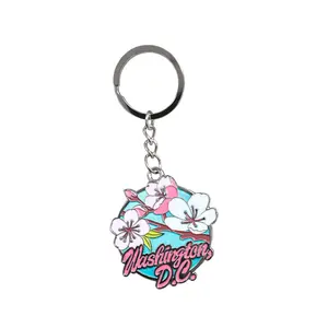 Washington D.C. Cherry Blossom Metal Keychain