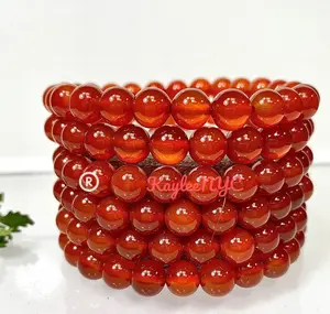 Wholesale Lot 6 Pcs Carnelian 8mm 7.5” Crystal Healing Stretch Bracelet
