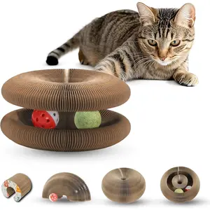 Kitty Kurlz Cat Toys Magic Organ Cat Scratcher Shape Shifting Cat Toy with Catnip Balls Cat Puzzle Toy Accordion Ultimate Interactive Kitten Toys for Indoor Cats