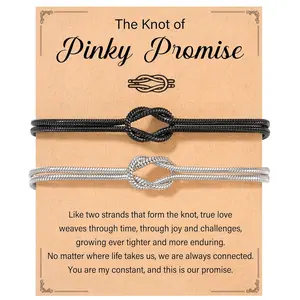 2pcs/set Matching Couples Bracelets with wish Card Love Knot Relationship Jewelry Christmas Birthday Anniversary Couples Gifts for Him Her Boyfriend Girlfriend