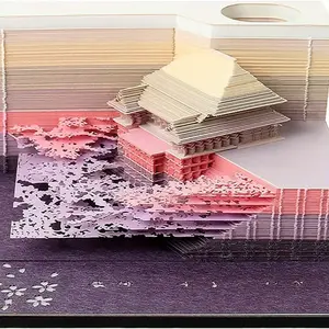 Shimizu Temple Japan 3D Paper Note Yellow Three-Dimensional Memo Pad & Sticky Notes Bookmark Pen Holder