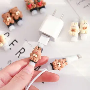 Cute Cartoon Data Line Protector Set, High Elasticity Anti-Break Phone Charging Cable Cover, Soft Silicone Earphone Case for Daily Use