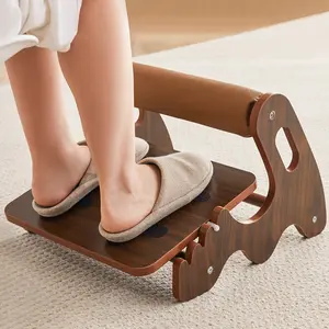 Foot Rest for Under Desk at Work, Adjustable Rocking Foot Stool with 3 Height Position, Ergonomic Wooden Footrest with Soft Crossbar for Home, Office