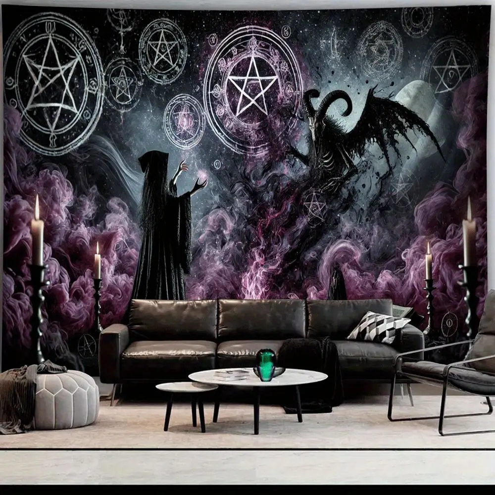 Mystical Gothic Tapestry Wall Art - Dark Fantasy, Vintage, Letter Prints - Smooth, Lightweight, Wrinkle Resistant, Vibrant Print - House Decor for Living Room, Home Party, Holiday Gift Wall Hanging