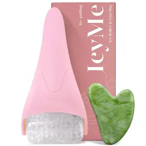 IcyMe Ice Roller for Face and Gua Sha Facial Tool Set, Ice Face Roller Reduces Puffiness Relieves Migraines Skin Care Tools, Self Care Gift for Women