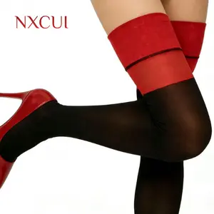 NXCUI Retro-Style Women's Stockings Ultra-Thin Sheer Fabric with Center Seam Contrast High-Elastic Materials for Everyday Wearstockings Fashion Fit Womenswear Elegance Elegant Lightweight Red Top