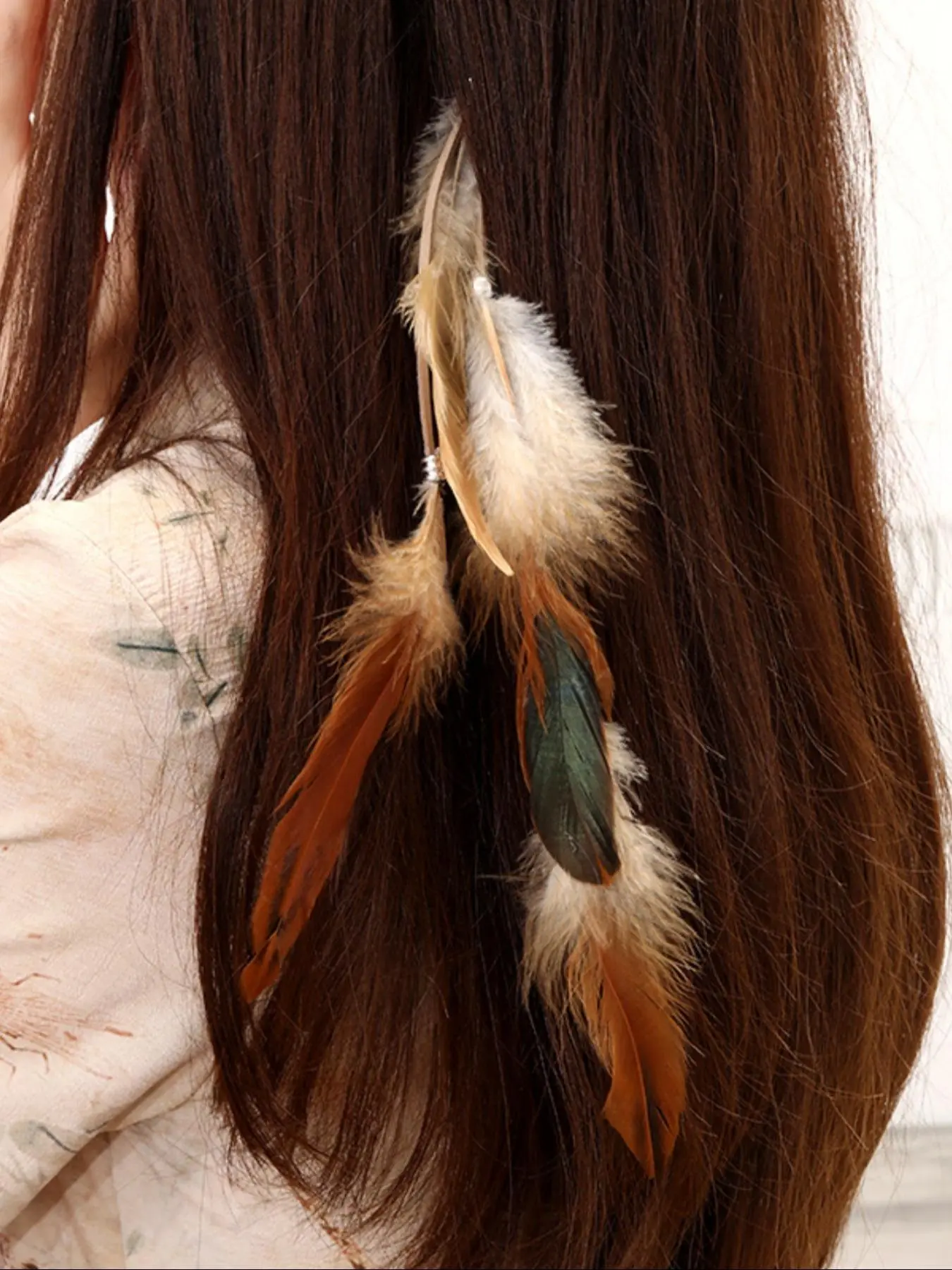 Boho Style Feather Design Hair Clip, 6 Counts Hair Clip Set Vintage Style Long Fashion Hair Accessories for Women & Girls, Trendy All-match & Exquisite Decorative Hair Clips for Daily & Party Decor Feather Hair Clip Bohemian