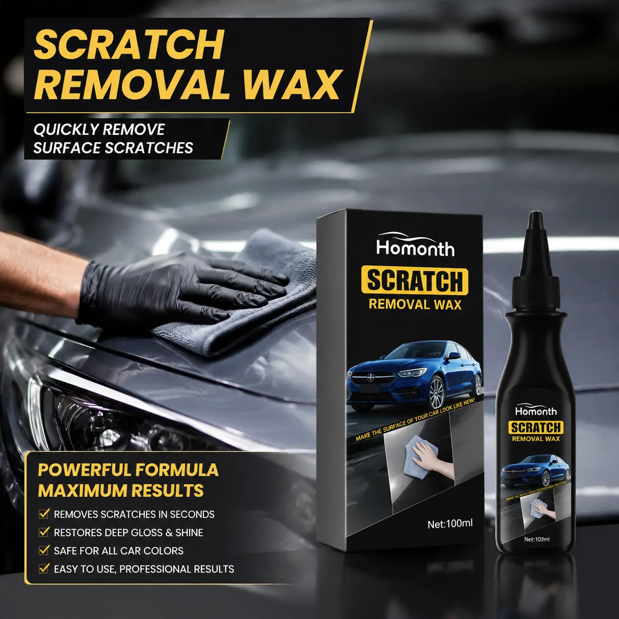 Premium Car Scratch Repair Restorer Kit 2026 - Deep Erase Automobile Scratch Premium Auto Scratch Polishing Remover Tools with Wipe And Sponge for Vehicles for Scratches Car Gift