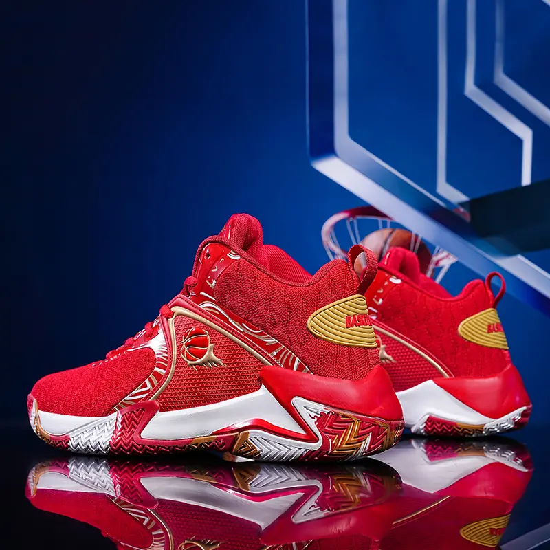Men's fashion sports shock-absorbing rebound basketball shoes, comfortable, breathable, anti-slip, wear-resistant sports shoes with lacing deesign, suitable for daily wearingsports shoes. tiktokshopbacktoschool