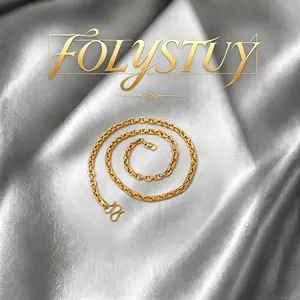 [FOLYSTUY(YNY02)]Slim Textured Square Box Link Necklace, Premium Gold Tone Interlocking Rectangular Chain With Adjustable Hook Clasp, Lightweight Minimalist Neck Accessory For Daily Layering, Fashion Gift For Women And Men