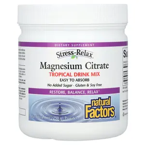 Natural Factors Stress-Relax®, Magnesium Citrate Powder, Tropical Drink Mix, 8.8 oz  (250 g)