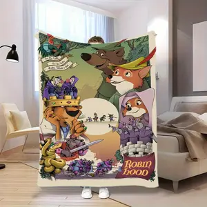 Robin Hood Plush Blanket - Soft Flannel All-Season Throw with Vibrant Characters, Traditional Style Cozy Gift for Bedroom, Dorm, Christmas, Birthdays & Housewarming, Seasonal Comfort | Playful Design | Illustrated Cover | Bedroom Coziness 661