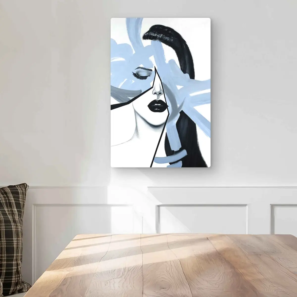 212 MAIN Single 12x18 in. Lightweight Figurative Aluminum Metal Wall Art - Abstract Blue Woman Portrait Print, Unframed Bedroom Home Decor Gift