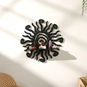 Wooden Sun Design Wall Mounted Shelf, Wall Mounted Organizer, Creative Wall Hanging Ornament, Home Decor for Living Room Bedroom Office, Room Decor, Home Decor