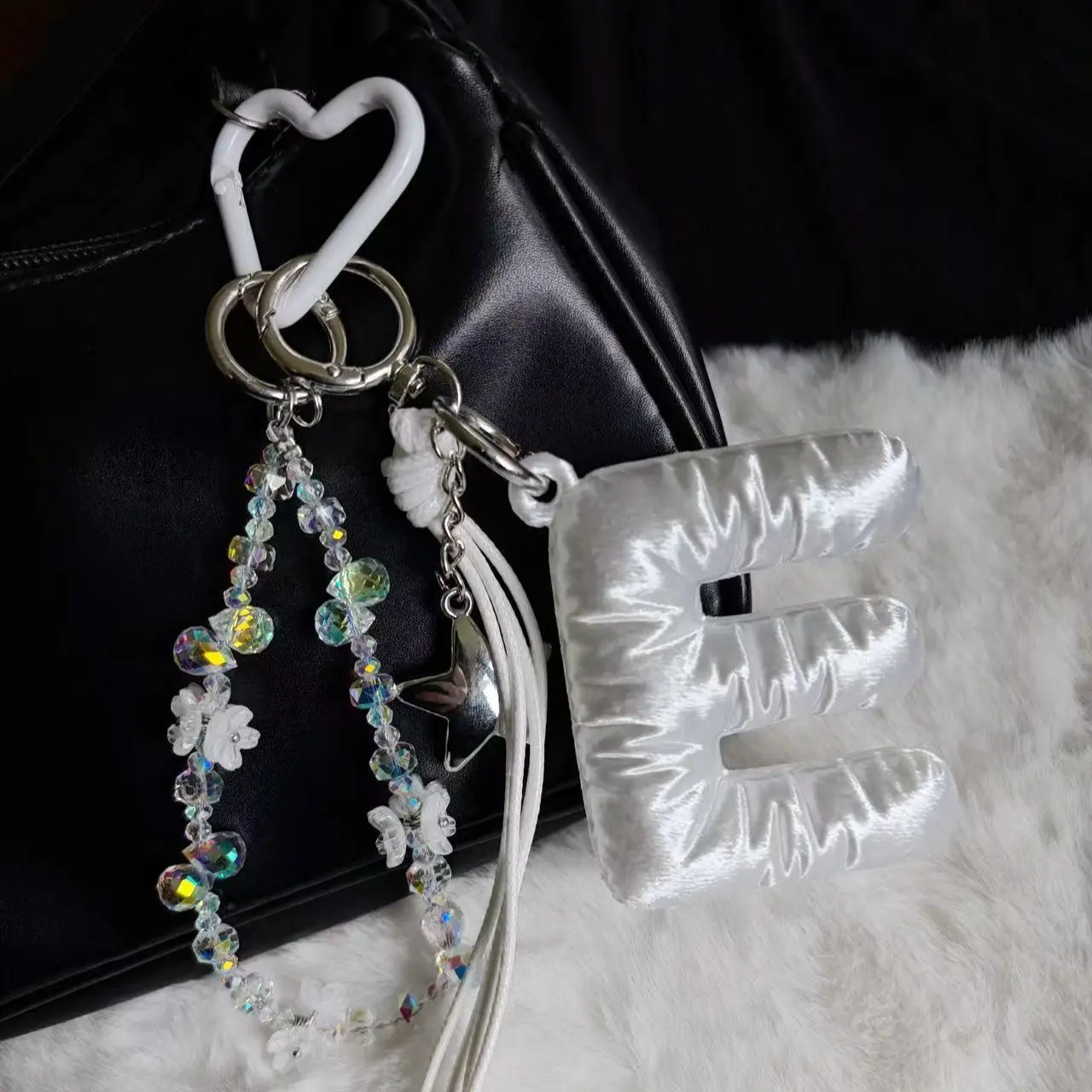 Women's Handcrafted 3D Printed Heart Monogram Keychains - Custom Initial Letter Bag Charm, Personalized Birthday Gift Ideas Accessory