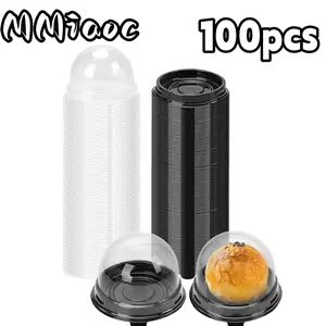 100pcs Mini Dessert Cake Box, Transparent Cup Cake Pastry Baking Packaging Box Wedding Party Supplies Christmas Gift, Gift Boxes, Chocolate Packaging, Party Favors, for Restaurant, Can Be Used As Valentine's Day Gift