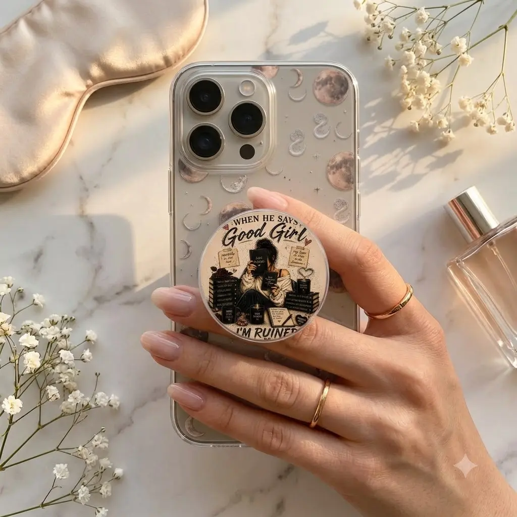 Alternative Style Dark Romance Reader Phone Grip, Aesthetic Bookish Meme Mobile Stand, Dark Academia Phone Holder, Reader Gift For Her