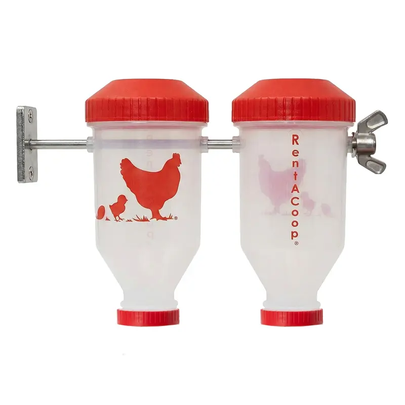 RentACoop Chicken Treat Dispenser - Suitable for Small and Large Treats - Wall-Mounted for Indoor and Outdoor Enrichment - Small Size with 2 Tubes Feeder