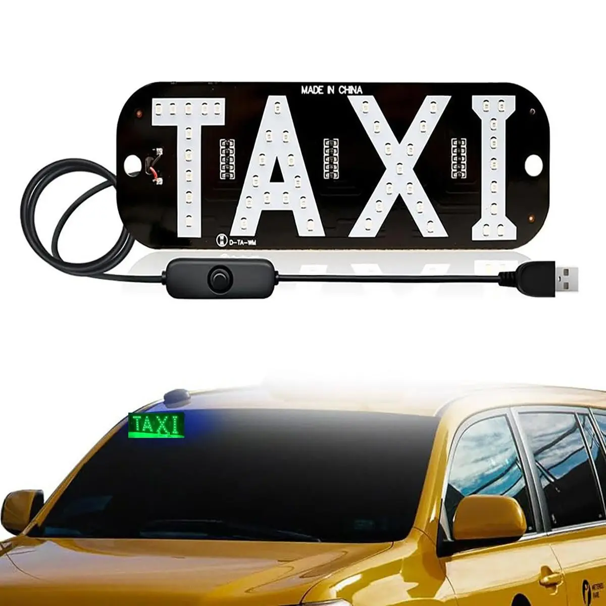 USB Powered Taxi Sign Lights, Illuminated LED Signs, Suction Cup Windows, Car Interior Accessories, Night Illuminated Car Supplies, Car Decorations, Automotive Decoration