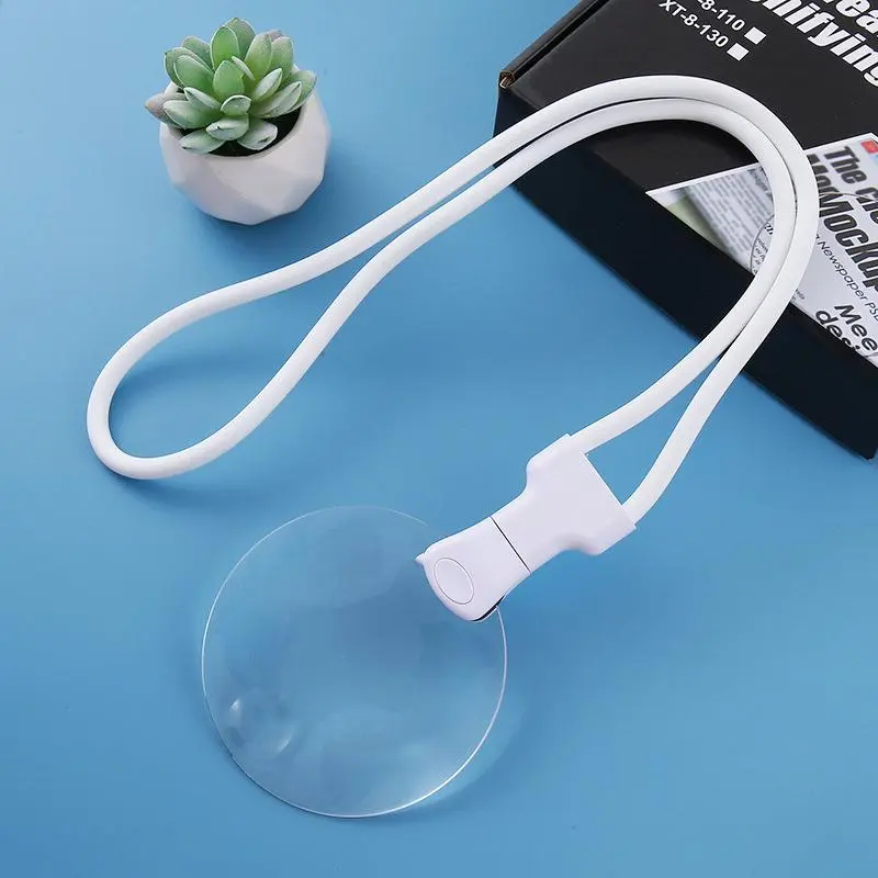 Lighted 3-in-1 Magnifier - 5X/10X Large Neck-Hanging Hands-Free Magnifying Glass with Stand, Chest Mount for Seniors, Closeup Work, Sewing, Crafting, Jewelry Loupe (Low Vision Aid)