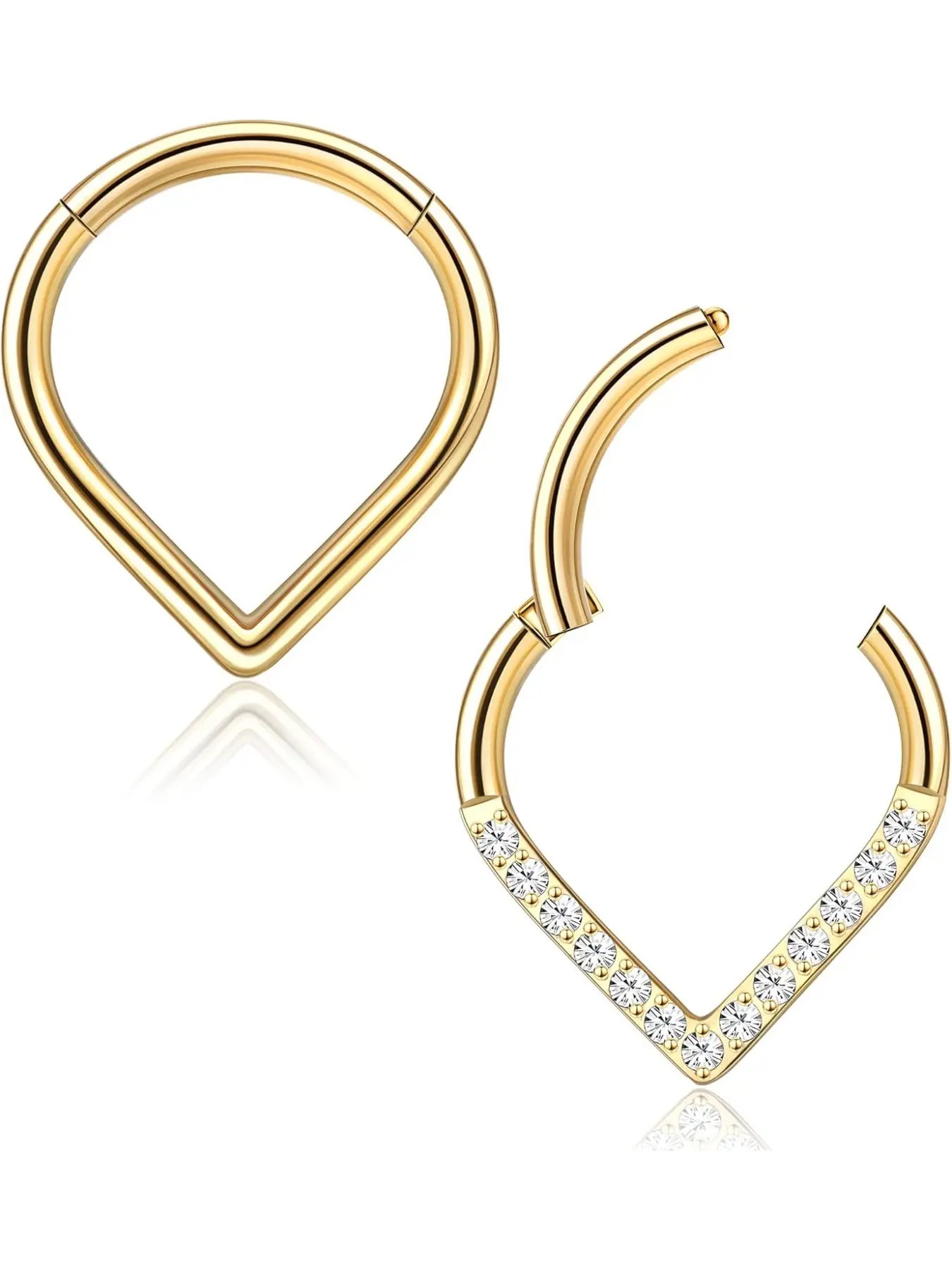 G23 Titanium Daith Piercing Jewelry Teardrop Clicker Septum Rings 16G Hypoallergenic Lip Rook Daith Conch Tragus Cartilage Helix Earrings 2 Pcs 10MM Hinged Nose Hoops