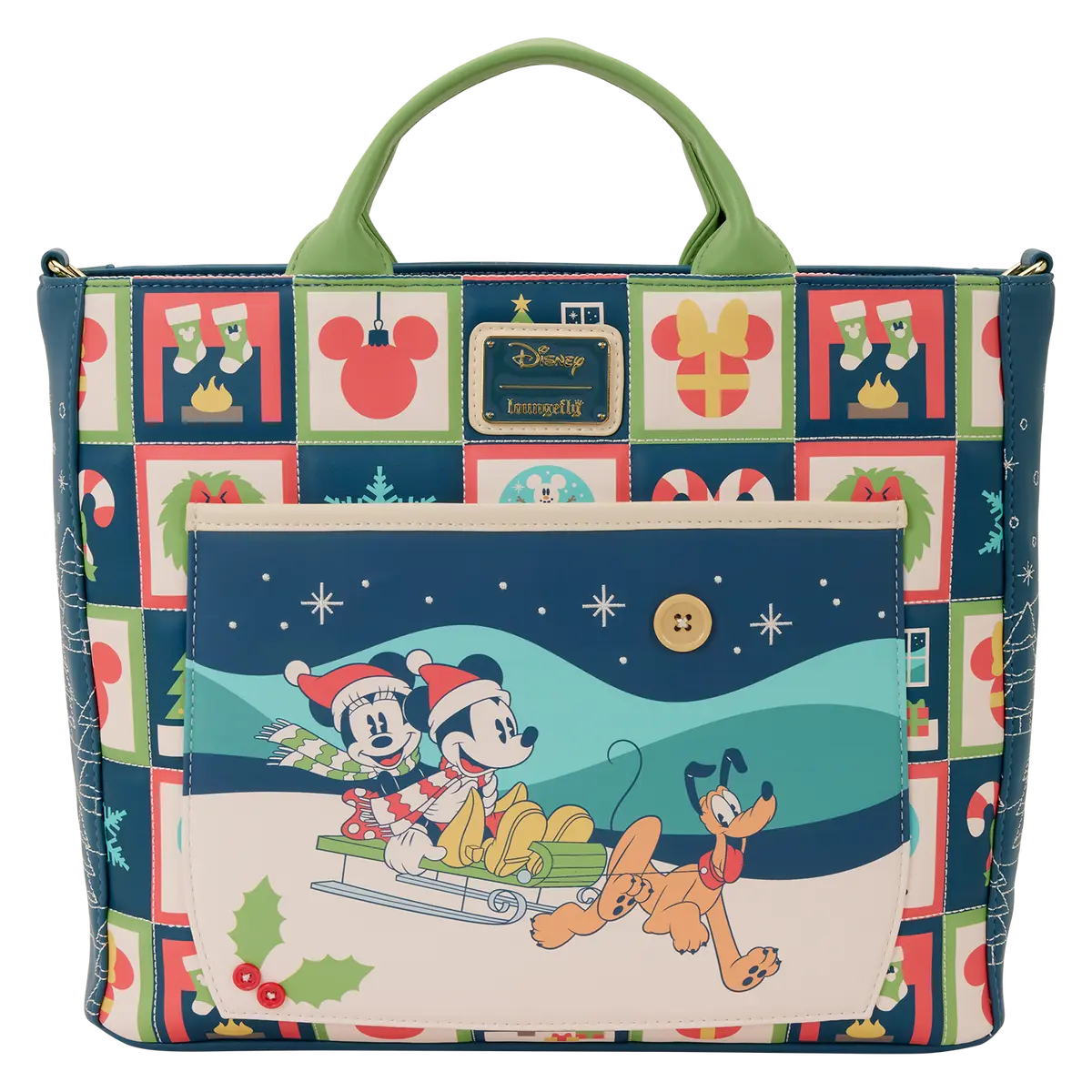 Disney Mickey and Friends Convertible Polyurethane Backpack & Tote, Multi, Moder Mickey & Friends Holiday Convertible Backpack & Tote  main image 4