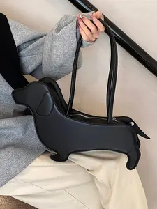 Women's Cute Dog Shaped Design Shoulder Bag, Fashionable Pu Leather Zipper Shoulder Clutch for Daily Used, Casual Trendy Versatile High-quality Daily Commuting Bag, Fashionable Crossbody Bag